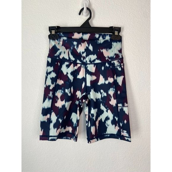 Sweaty Betty women's small 4-6 super sculpt‎ patterned bike shorts athletic 8" - Picture 1 of 5